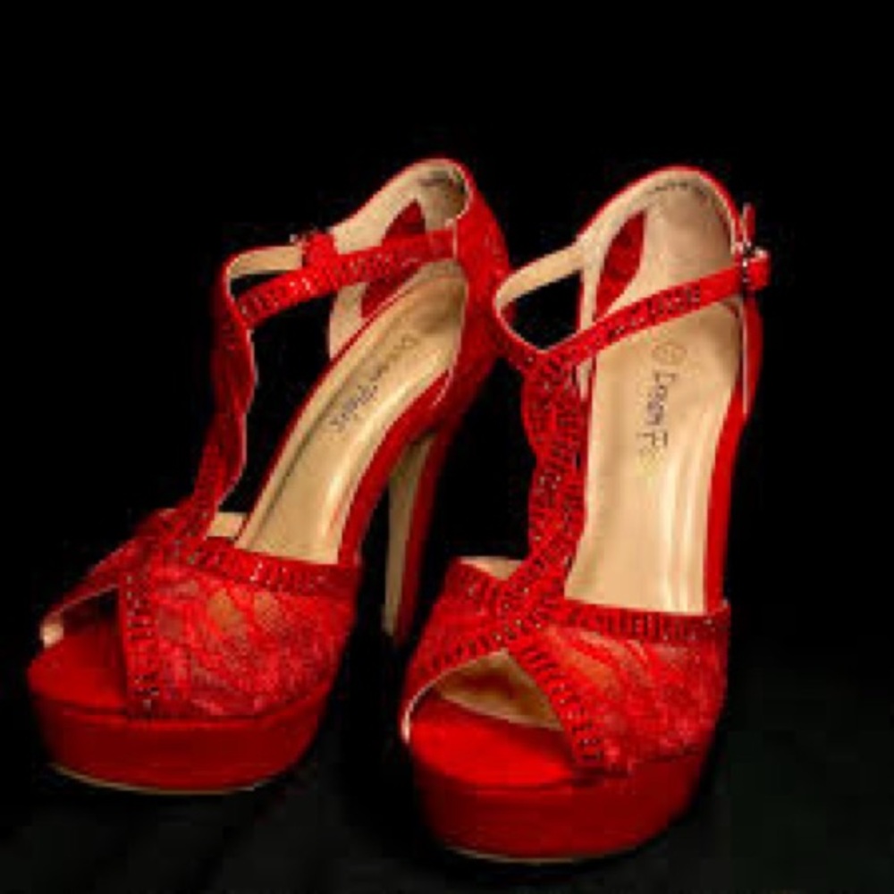 Dream Pairs Red Strappy Heels